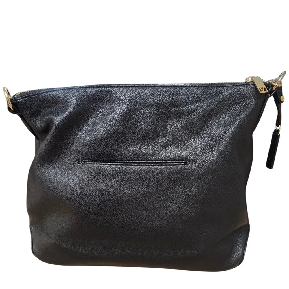 The Victoria Secret Black Pebbled Faux Leather Hobo Shoulder Bag Satchel Tote
